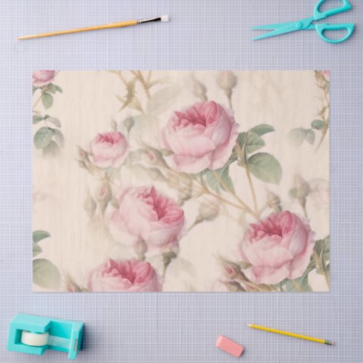 Roze  Rozen Ontvlechtingspapier Tissuepapier (Craft)