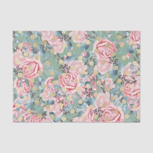 Roze Rozen (Ontwerp 15 Roze Serie) Tissuepapier (Voorkant)