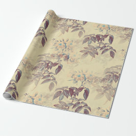 ROZE ROZEN OP ANTIEKE GELE INPAPPERING CADEAUPAPIER