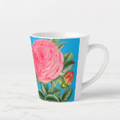 Roze rozen op aqua blauw  latte mok (Rechts)
