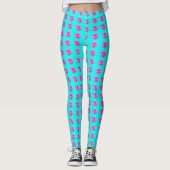 Roze Rozen Op Aqua Leggings (Voorkant)