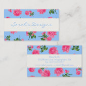 Roze rozen op blauw Bloemen Visitekaartjes (Voorkant / Achterkant)
