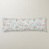 Roze Rozen op Blauw  Land Body Kussen (Achterkant)