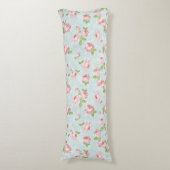 Roze Rozen op Blauw  Land Body Kussen (Voorkant Verticaal)