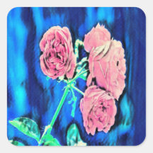 Roze rozen op blauw