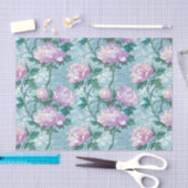 Roze Rozen op Blauwe Achtergrond Glas in lood Effe Tissuepapier (Craft)