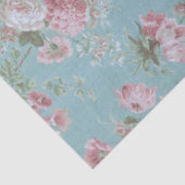 Roze Rozen op blauwe achtergrond Tissuepapier (Detail)