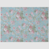 Roze Rozen op blauwe achtergrond Tissuepapier (Voorkant)
