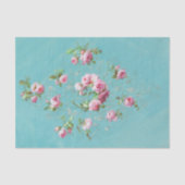  roze rozen op blauwe ontkoppeling tissuepapier (Voorkant)