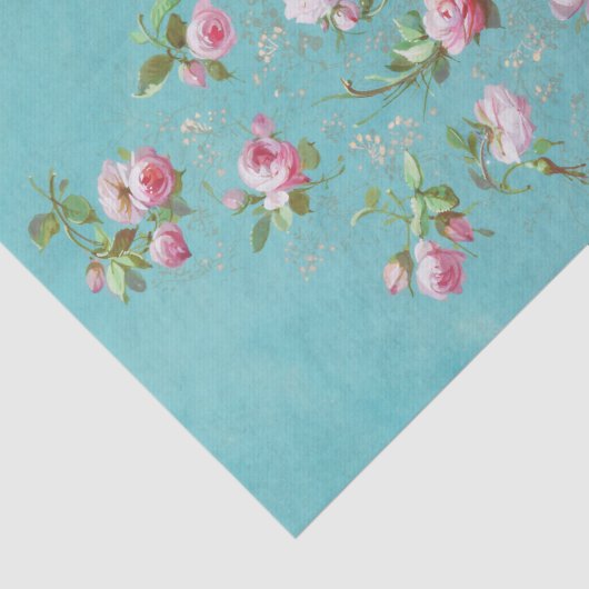 roze rozen op blauwe ontkoppeling tissuepapier (Detail)