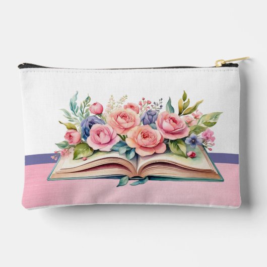 Roze Rozen op Boek Klein Accessoire Etui (Achterkant)