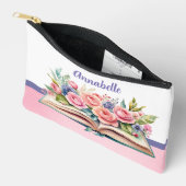 Roze Rozen op Boek Klein Accessoire Etui (Open)