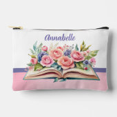 Roze Rozen op Boek Klein Accessoire Etui (Voorkant)