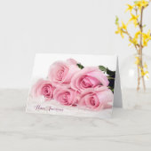 Roze rozen op bont voor jubileum kaart (Gele Bloem)