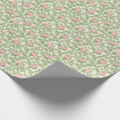 Roze rozen op crème cadeaupapier (Hoek)
