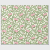 Roze Rozen op Crème (groot) Cadeaupapier (Vlak)
