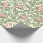 Roze Rozen op Crème (groot) Cadeaupapier (Hoek)