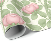 Roze Rozen op Crème (groot) Cadeaupapier (Rol Hoek)