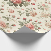 Roze Rozen op Crème  Wrapping Paper Roll Cadeaupapier (Hoek)