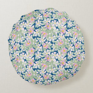roze Rozen op de marineblauwrondleiding Rond Kussen