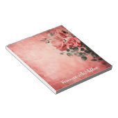 Roze rozen op de roze achtergrond notitieblok (Schuin)