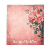 Roze rozen op de roze achtergrond notitieblok (Voorkant)