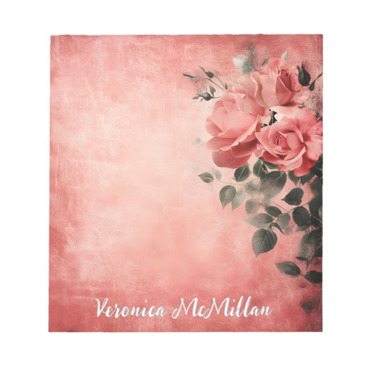 Roze rozen op de roze achtergrond notitieblok (Voorkant)