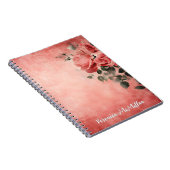 Roze rozen op de roze achtergrond notitieboek (Rechterzijde)