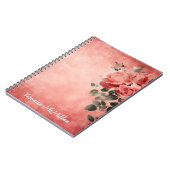 Roze rozen op de roze achtergrond notitieboek (Linkerzijde)