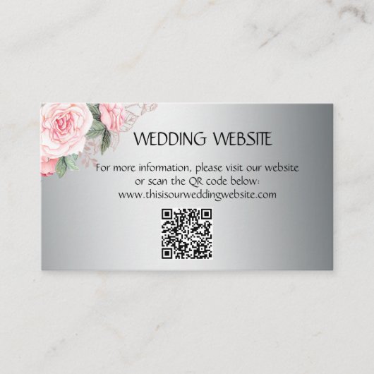Roze Rozen op de Zilveren Bruiloft Website Informatiekaartje (Voorkant)