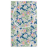 roze Rozen op Deep Blue Small Gift Bag Klein Cadeauzakje (Achterkant)