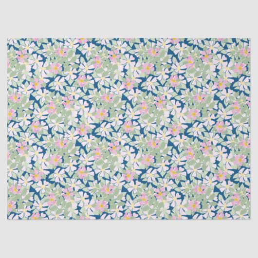 roze Rozen op Deep Blue Tissue Paper Tissuepapier (Voorkant)