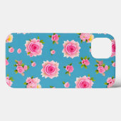 Roze rozen op een blauwe achtergrond Case-Mate iPhone case (Achterkant (horizontaal))