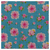 Roze rozen op een blauwe achtergrond stof (Close Up)