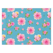 Roze rozen op een blauwe achtergrond tafelkleed (Voorkant (Horizontaal))