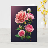 Roze rozen op een verlopende paarse achtergrond Va Kaart (Gele Bloem)