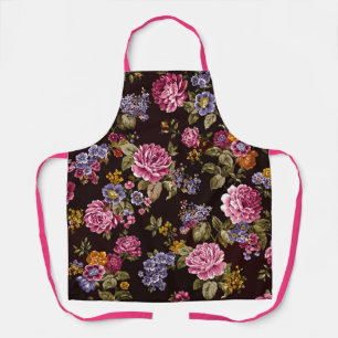 Roze rozen op een zwarte vintage gevoel schort