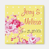 Roze rozen op geelbruin magneet (Voorkant)