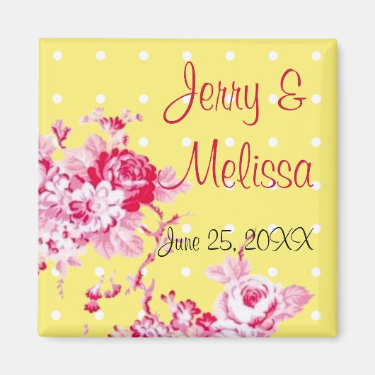 Roze rozen op geelbruin magneet (Voorkant)