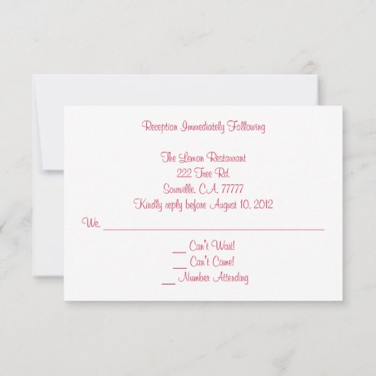 Roze rozen op gele bruiloft RSVP Kaart (Achterkant)