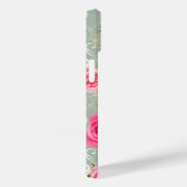  roze rozen op Gold Blauwgroen Damask (aangepaste  Case-Mate iPhone Case (Achterkant / Rechts)