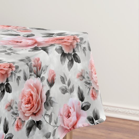 Roze rozen op grijs tafelkleed (Voorbeeld)