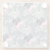 Roze rozen op grijze achtergrond glazen onderzetter (Achterkant)