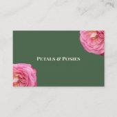 Roze Rozen op groene achtergrond Eenvoudig Elegant Visitekaartje (Voorkant)