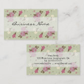 Roze rozen op groene Visitekaartjes (Voorkant / Achterkant)