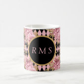 Roze rozen op Harlekijn-monogram   Koffiemok (Center)