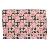  roze rozen op Harlequin Kussensloop (Voorkant)