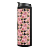 Roze rozen op Harlequin Monogram Thermosbeker (Geroteerd rechts)