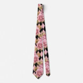 Roze rozen op Harlequin Stropdas (Voorkant)