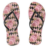Roze rozen op Harlequin Teenslippers (Voetbed)